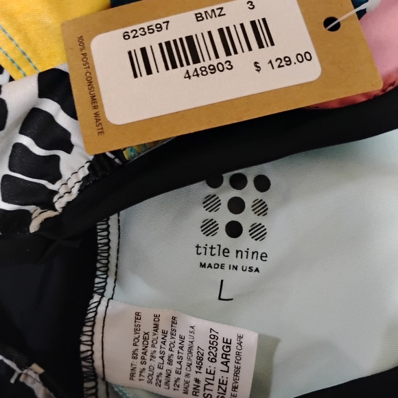 SALE Title Nine Designer Colorful Geometric One Piece L Sleeve Swimsuit Surf UPF - Picture 9 of 13